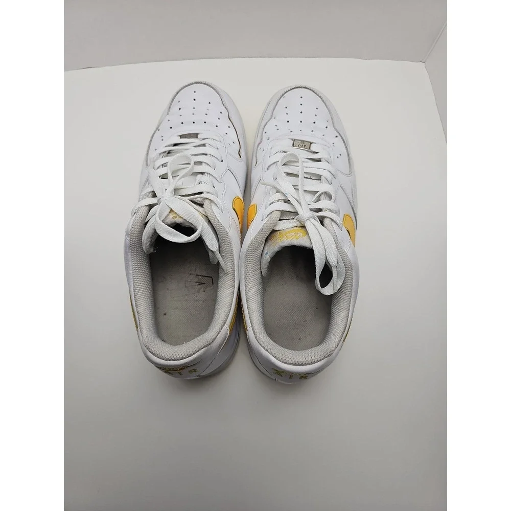 Nike Air Force 1 Men's Size 12 Sneakers White with yellow check and bottom